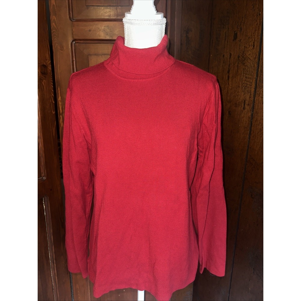 Preston & York‎ Women's XL Red Turtleneck Sweater Tunic Long EUC